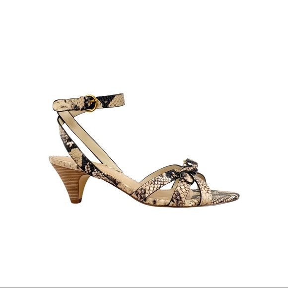 Gibson Latimer Sandal Leather Snakeskin Ankle Strap Low Heel 7.5 NWT - Picture 3 of 14